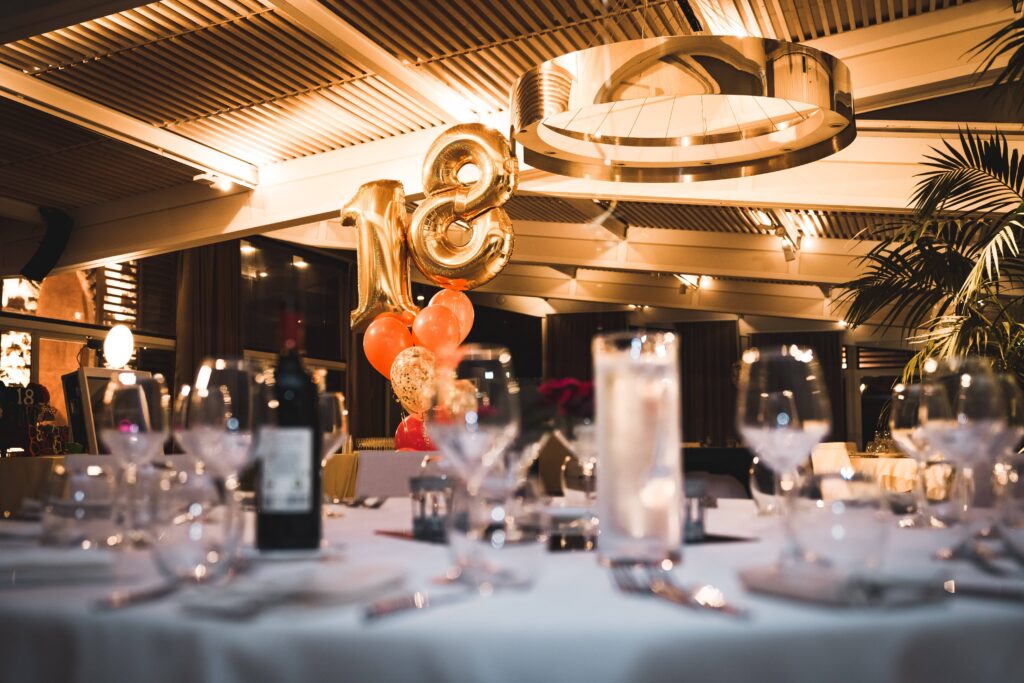 a view of the table settings and decorations