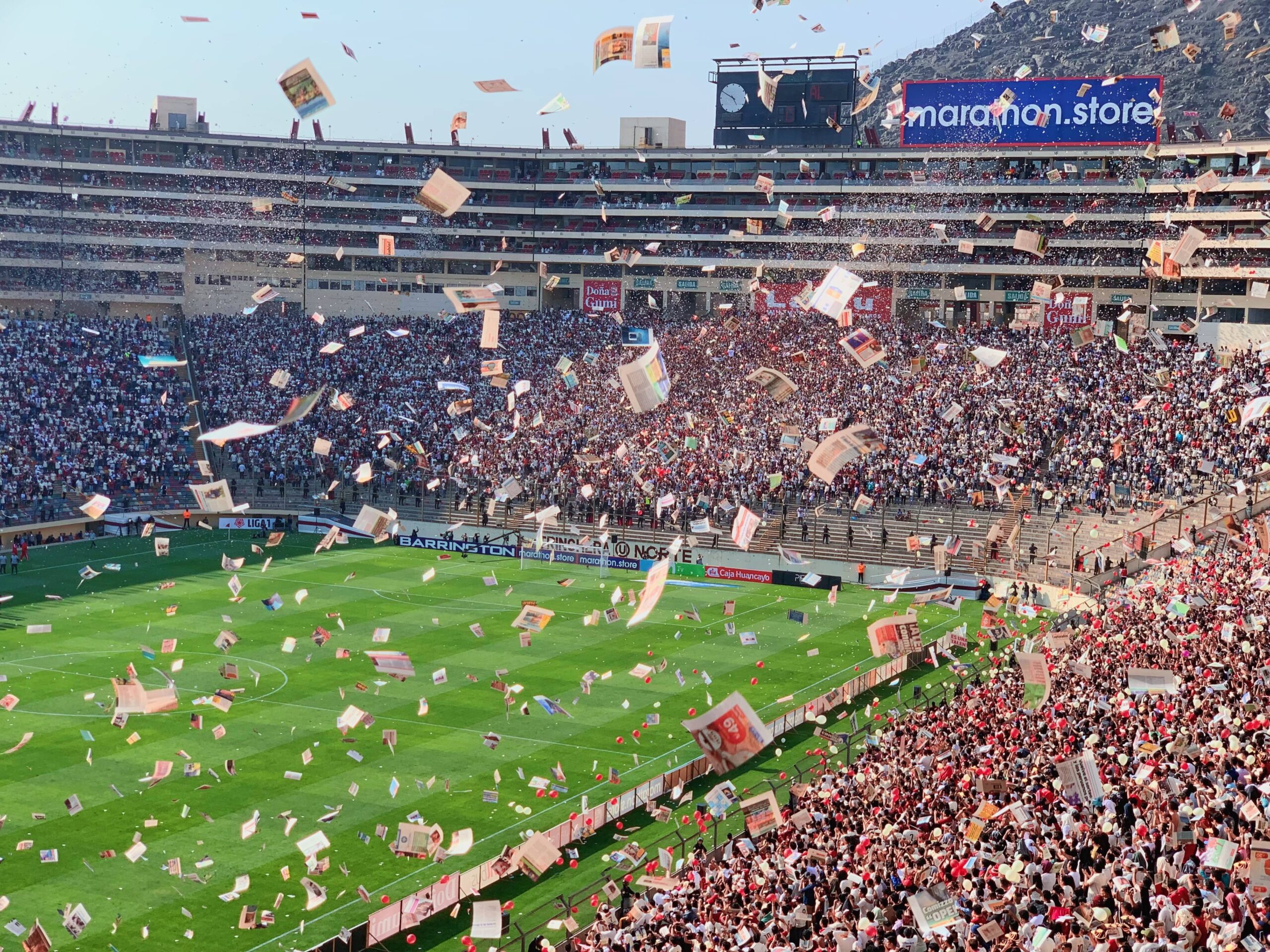 A celebration happening at a football match