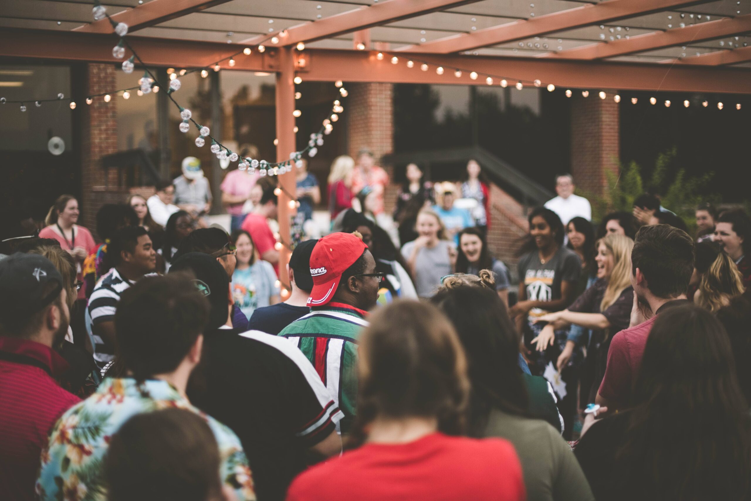 A group of people getting ready for a concert